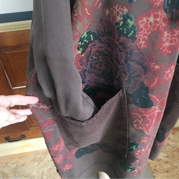 Loose Ethnic Floral Hoodie Sweatshirt Dress - Picture 5 of 6